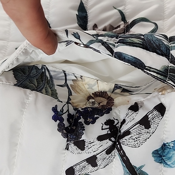 Point Zero Ultralight Women's Puffer Hooded Jacket White Floral Print Size M - Picture 6 of 16